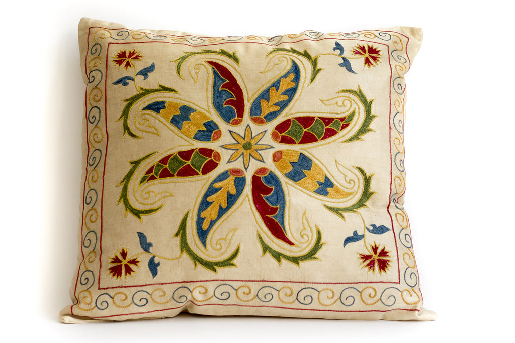Pure Silk Starfish Suzani Pillow
