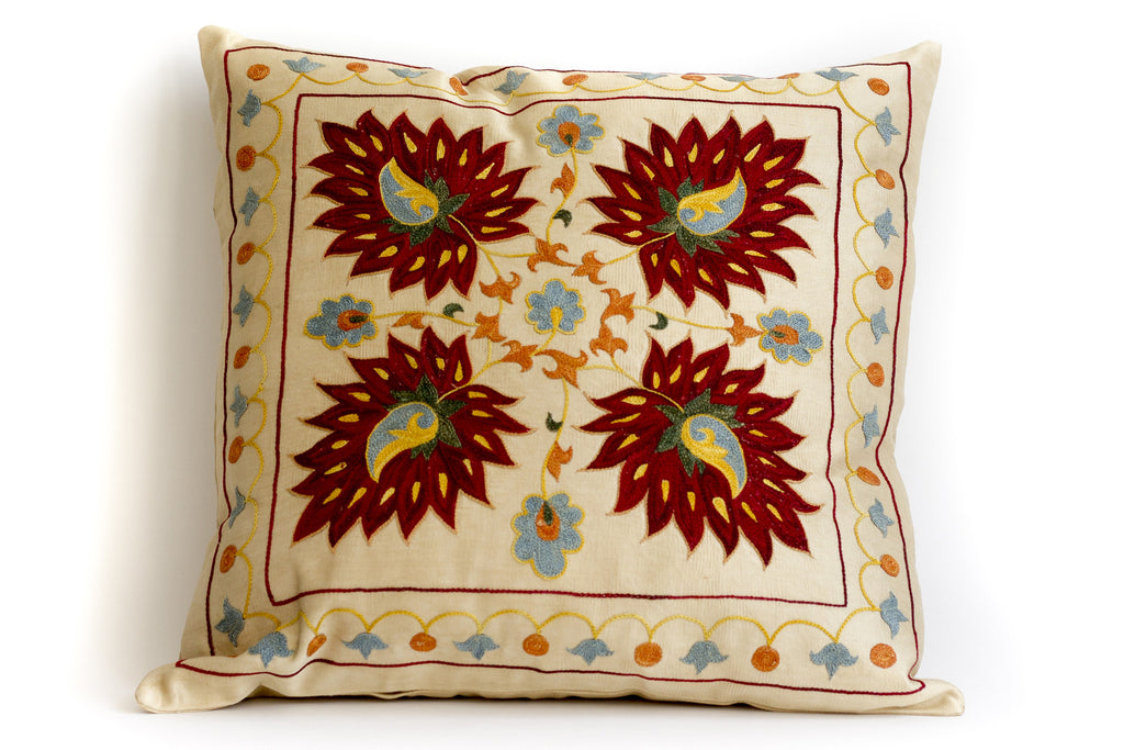 Pure Silk Leaf Suzani Pillow
