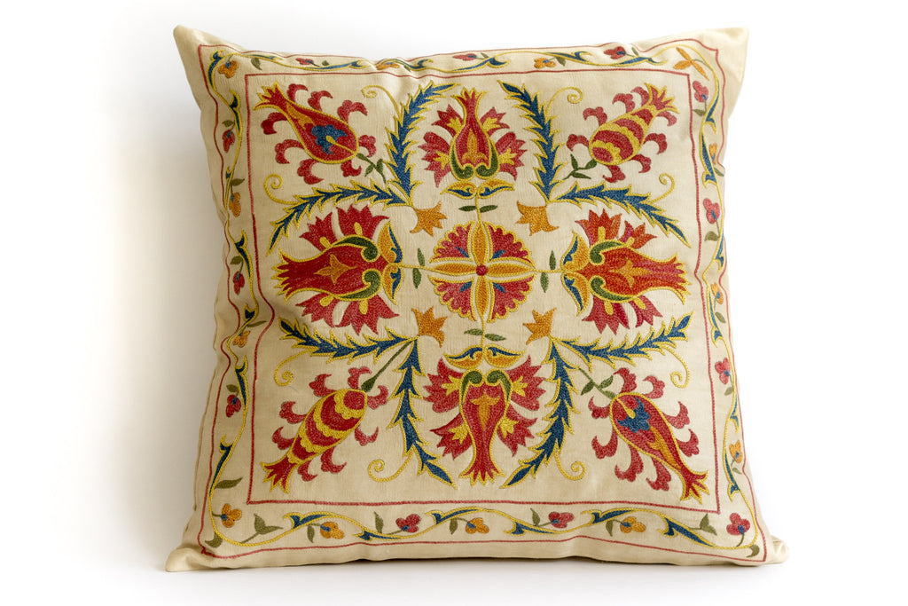 Pure Silk Maiz Suzani Pillow