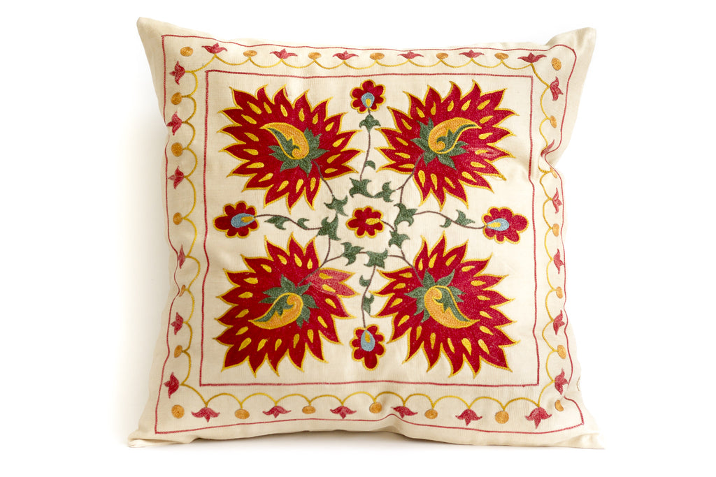 Pure Silk Leaf Suzani Pillow