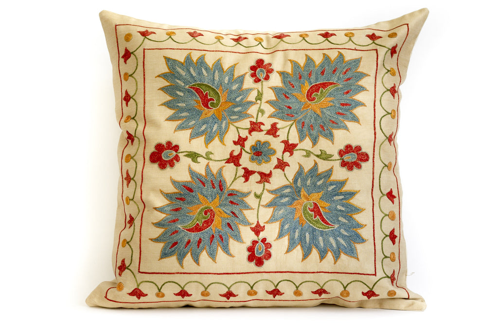 Pure Silk Leaf Suzani Pillow