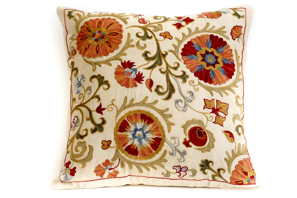 Pure Silk Lilly Suzani Pillow
