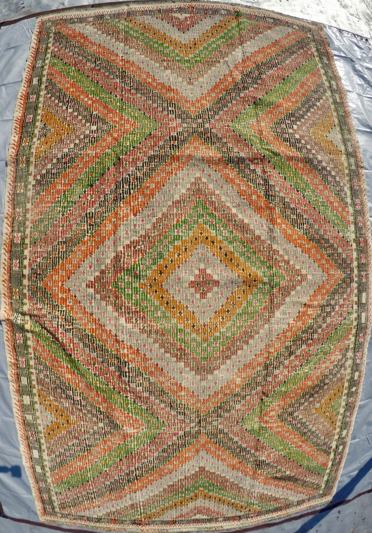 Vintage Wool on Cotton Cicim Soumak Kilim 5’9” X 9’10”