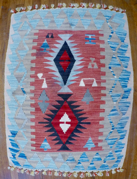 New Wool on Wool Kilim 2’7” X 3’6”