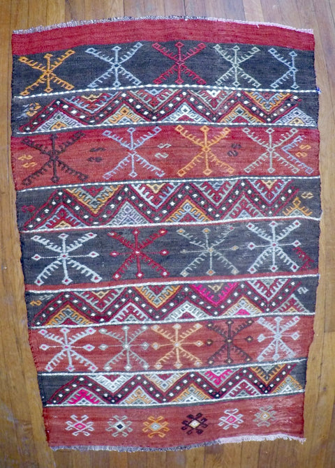 Vintage Wool on Wool Nomad Cicim Kilim 2’10” X 4’
