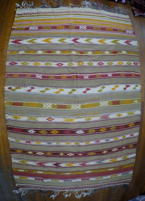 Vintage Wool on Wool Cicim Kilim 4’4” X 6’4”