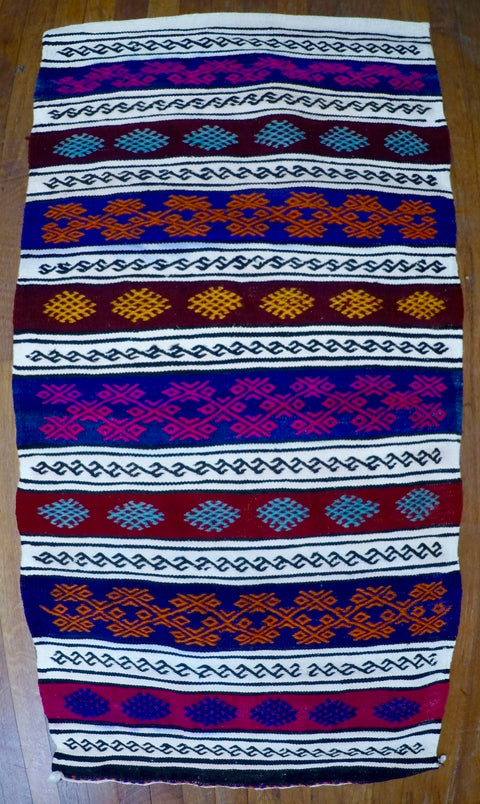 Vintage Wool on Cotton Nomad Cicim Kilim 2’3” X 4’5”