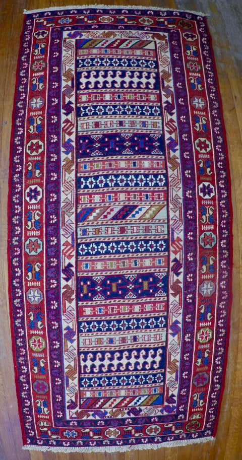 New Wool on Cotton Rahra Soumak 2’8” X 6’3”