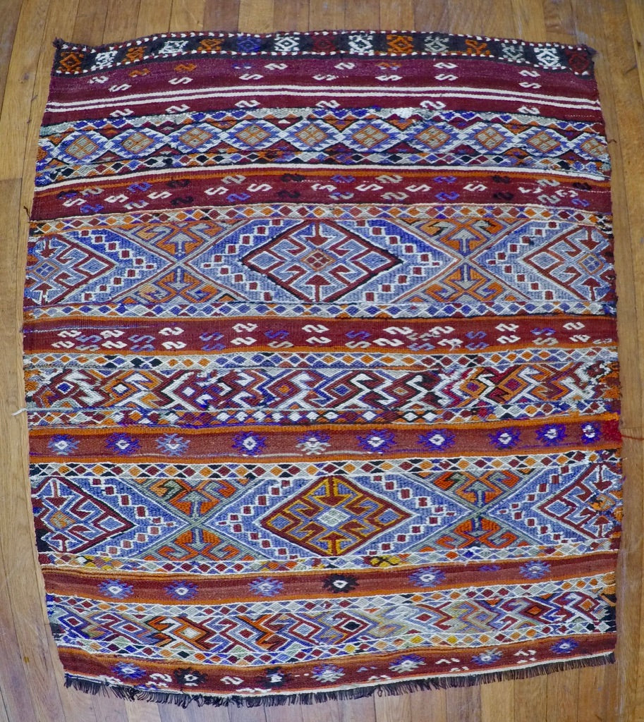 Vintage Wool on Wool Nomad Cicim Kilim 3’ X 3’5”