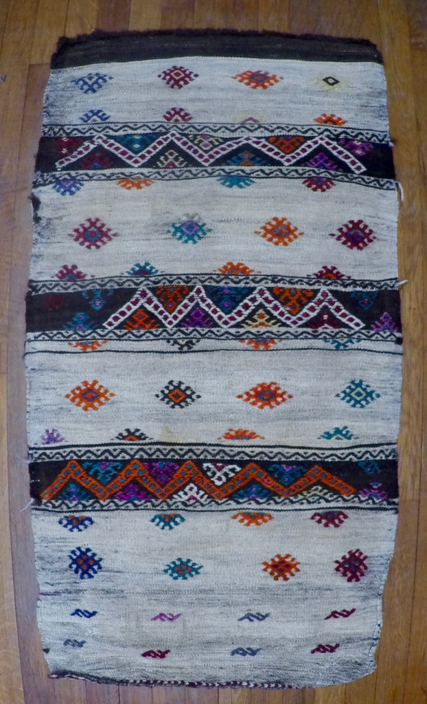 Vintage Wool on Wool Nomad Cicim Kilim 2’ X 3’11”