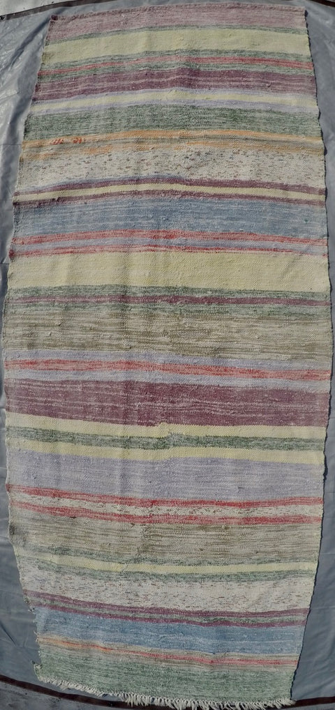 New Handwoven 100% Cotton Scraps Kilim 3’7” X 9’6”