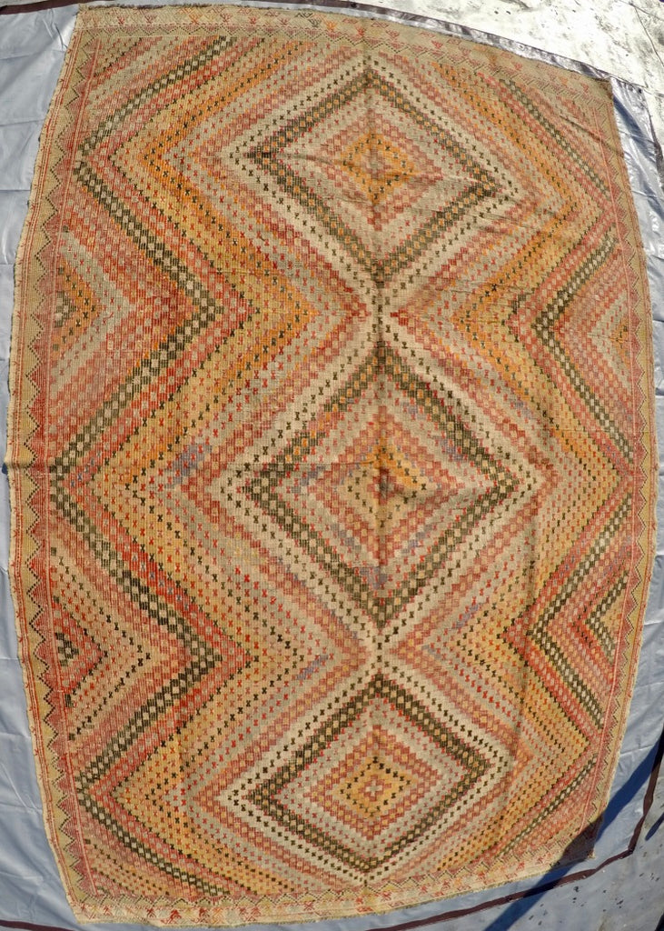 Vintage Wool on Cotton Cicim Soumak Kilim 6’1” X 9’6”