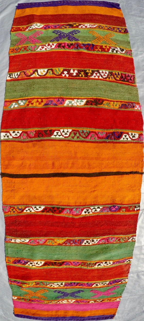 Vintage Wool on Wool Cicim Kilim 2’7” X 8”
