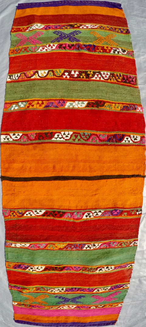 Vintage Wool on Wool Cicim Kilim 2’7” X 8”