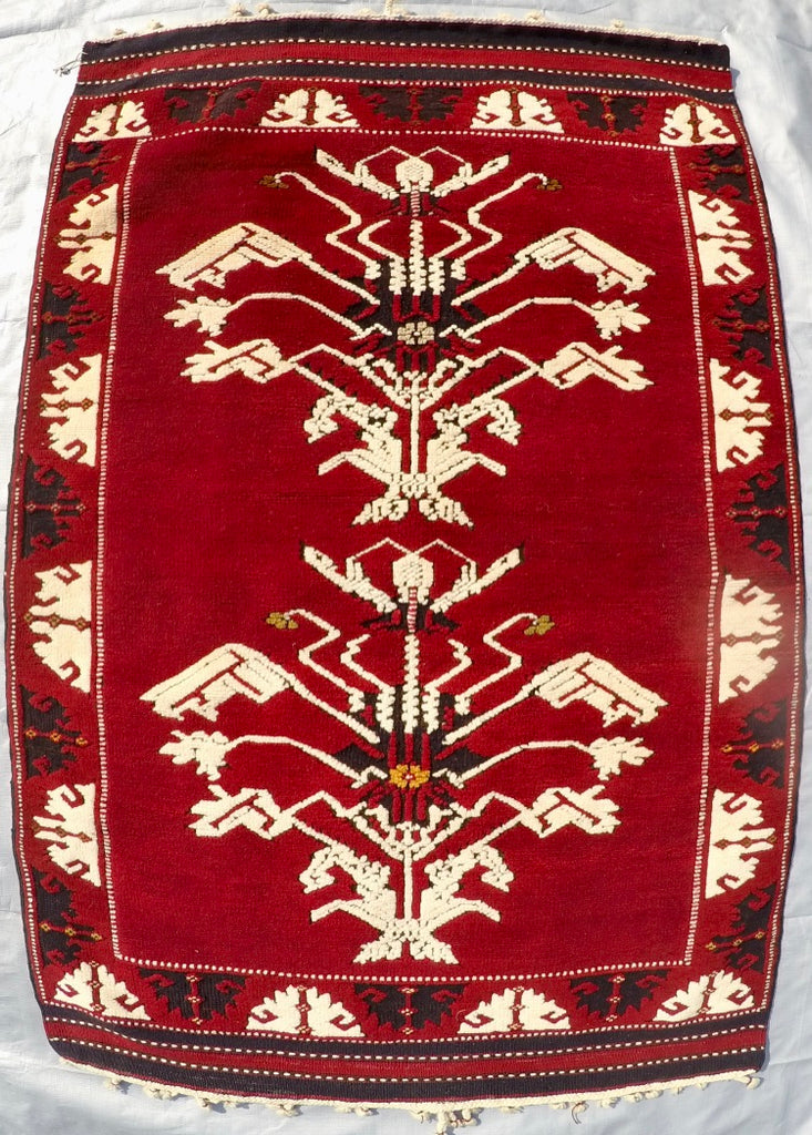 Vintage Wool on Wool Double Knotted Rug 3’2” X 4’8”
