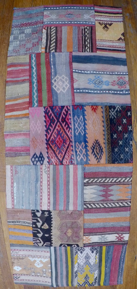 Vintage Wool on Wool Patchwork Kilim 1’11” X 5’1"