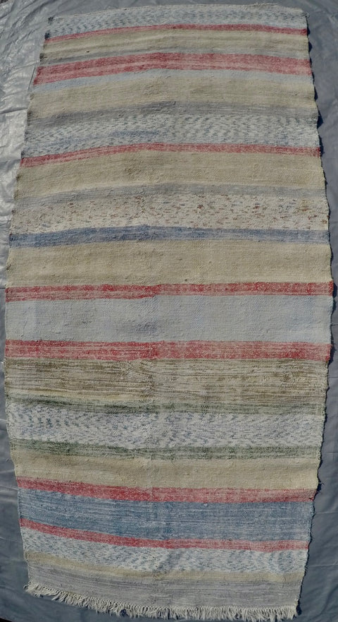 New Handwoven 100% Cotton Scraps Kilim 3’7” X 8’2”