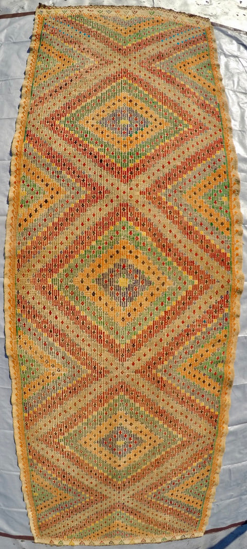 Mid 20th Century Cicim Kilim 3’4” X 10’4”