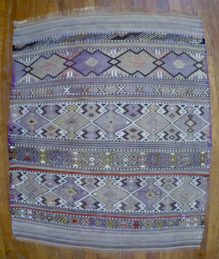 Vintage Wool on Wool Nomad Cicim Kilim 2’11” X 3’8”