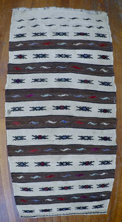 Vintage Wool on Wool Nomad Cicim Kilim 2’4” X 5’1”