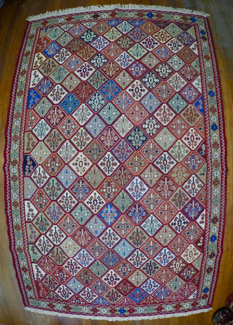 New Wool on Cotton Rahra Soumak 4’2” X 6’7”