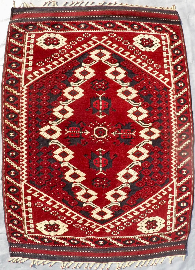 Vintage Wool on Wool Double Knotted Rug 2’8” X 4’