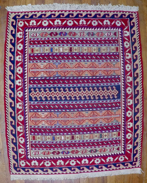 New Wool on Cotton Rahra Soumak 2’8” X 3’5”