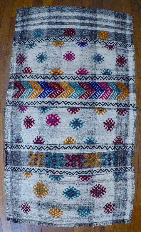 Vintage Wool on Wool Nomad Cicim Kilim 2’2” X 3’11”