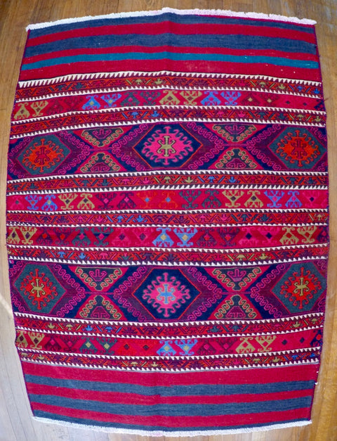 Vintage Wool on Cotton Soumak Soumak 3’9 X 5’3”