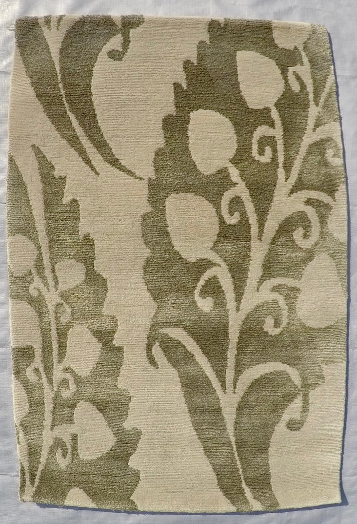 New Silk and Wool on Cotton Hand-knotted Rug 2’ X 3’