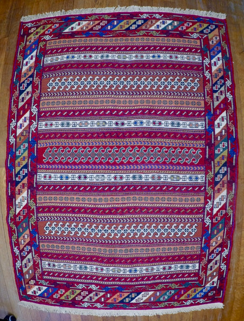 New Wool on Cotton Rahra Soumak 3’6” X 5’