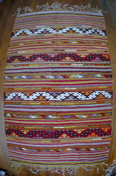 Vintage Wool on Wool Cicim Kilim 3’7” X 6’