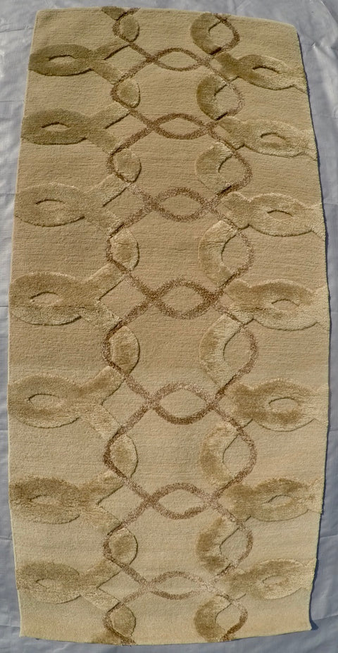 New Silk and Wool on Cotton Hand-knotted Rug 2’3” X 5’1”