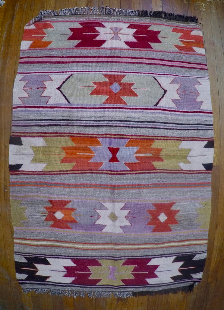Vintage Wool on Wool Mut Cicim Kilim 3’3” X 4’11”