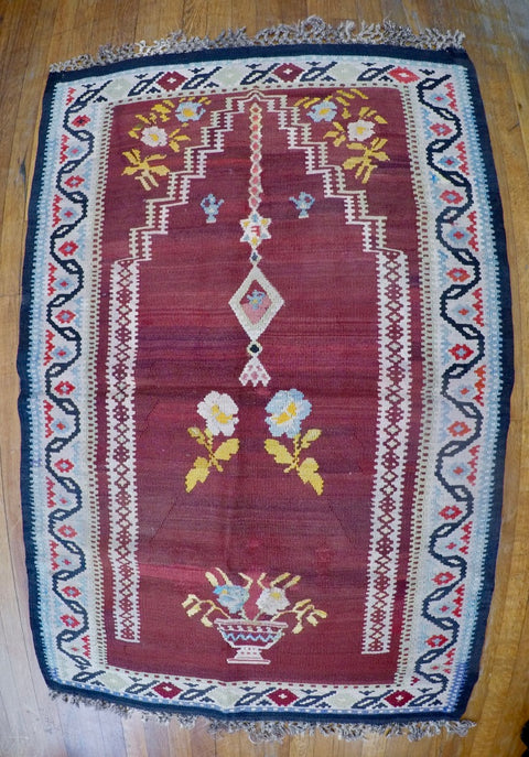 Vintage Wool on Wool Kilim 3’3” X 5’2”