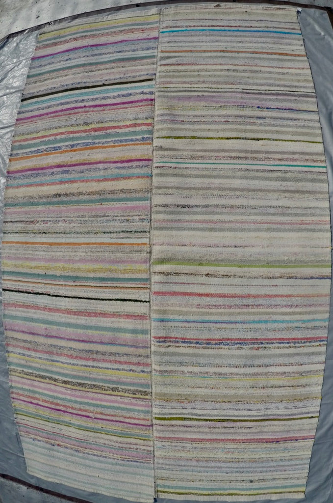 New Handwoven 100% Cotton Scraps Kilim 5’5” X 9’5”