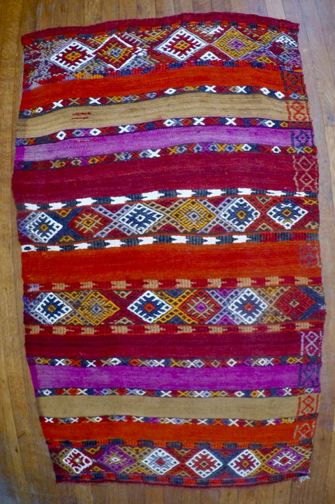 Vintage Wool on Wool Nomad Cicim Kilim 2’10” X 4’8”