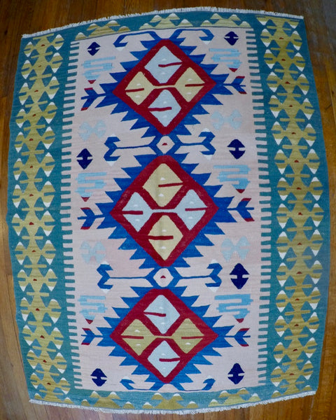 New Wool on Wool Kilim 3’8” X 4’11”